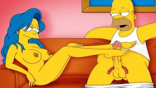 Marge Simpson porn gif | Homer getting hot footjob